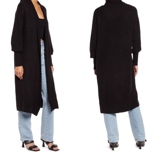 New AFRM Shaylee Black Longline Knit Open Front Cardigan Sweater Size XS/S - Picture 11 of 11